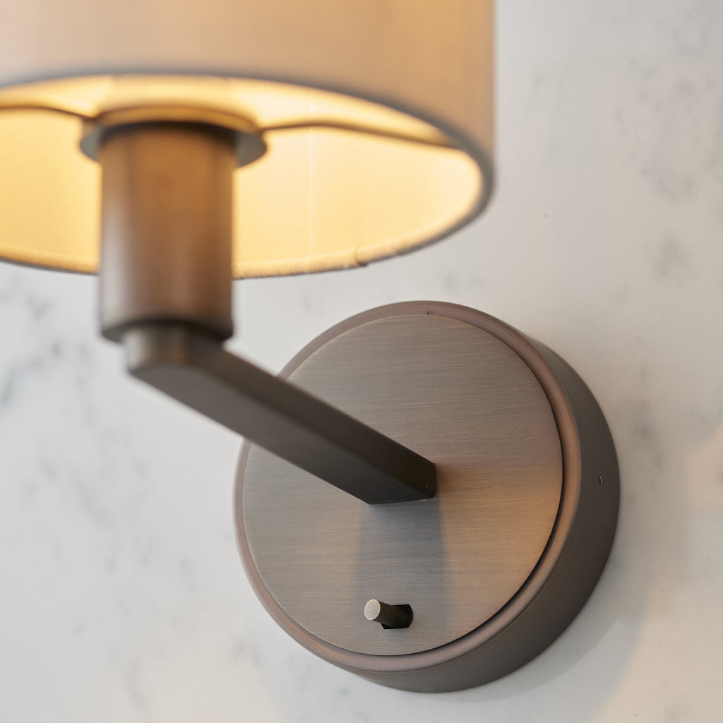 73018 Daley Wall Light Dark Antique Bronze Silk Shade