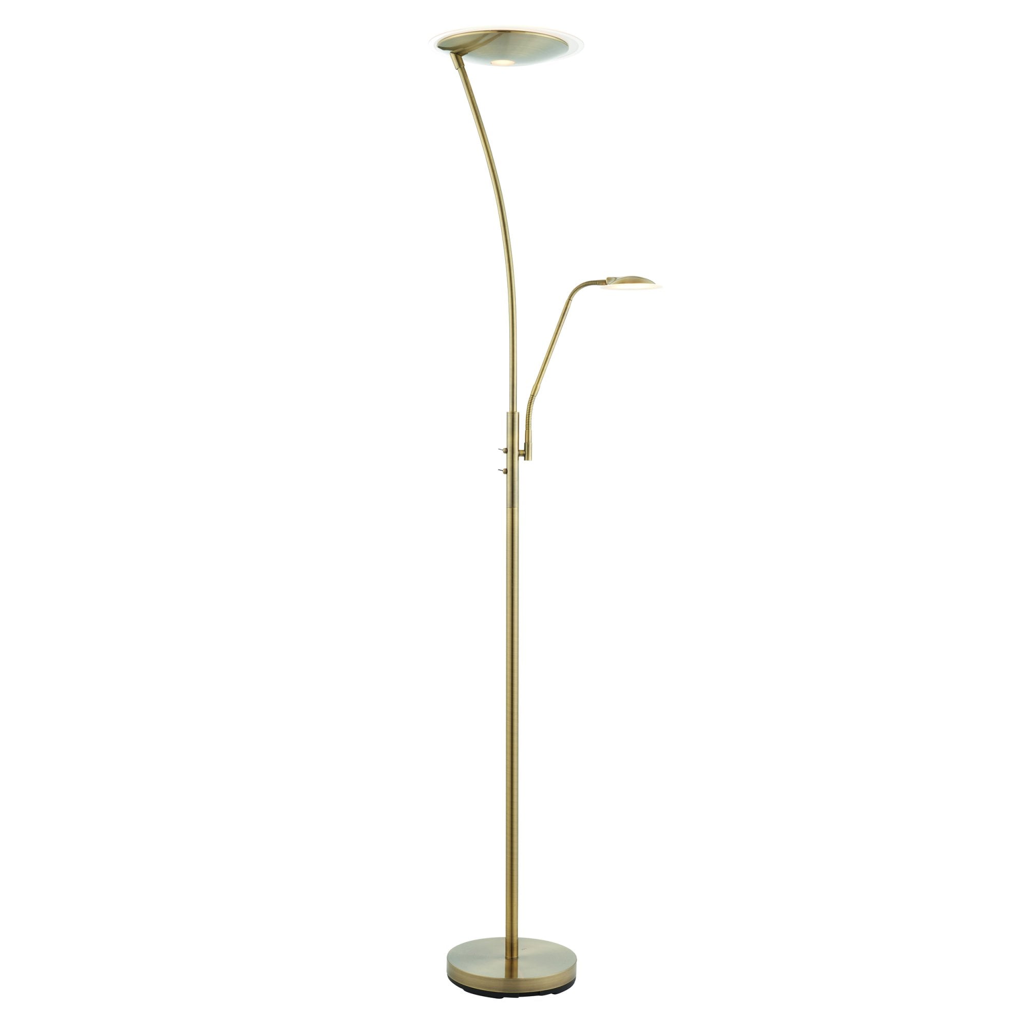 73080 Alassio Mother And Child LED Task Floor Lamp Antique Brass