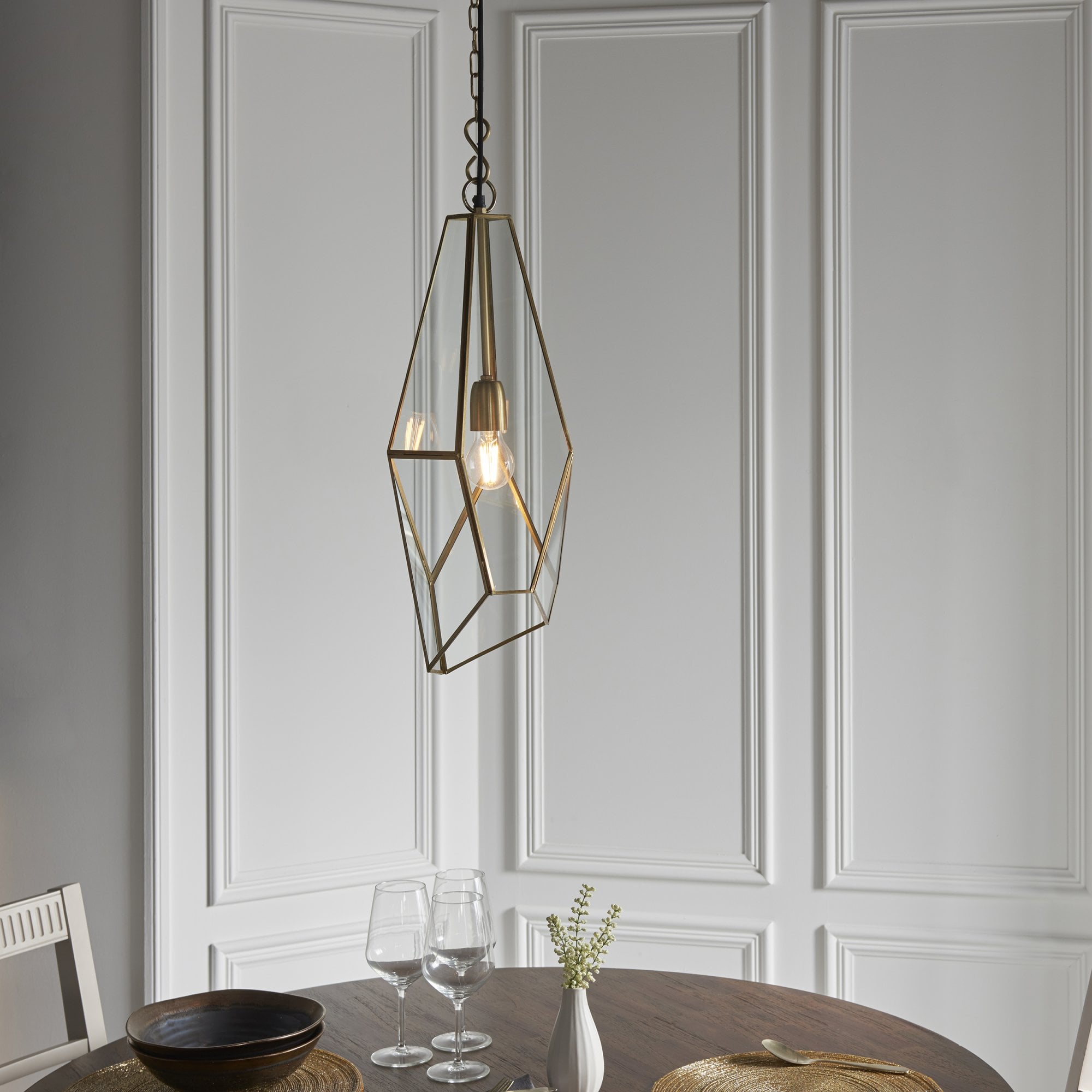 73117 Avery Pendant Antique Brass Clear Glass