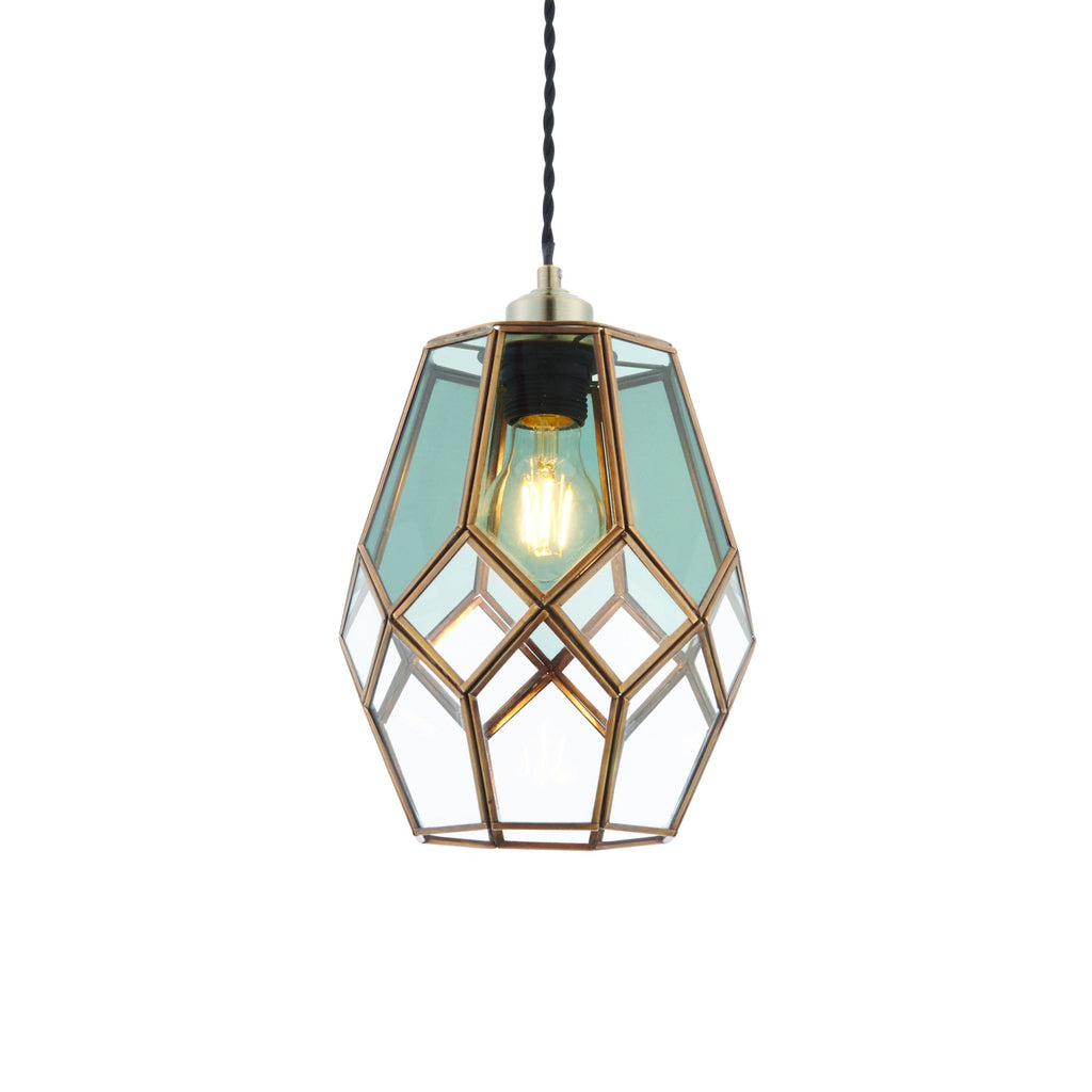73296 Ripley Non Electric Pendant Antique Brass Clear Smoked Glass