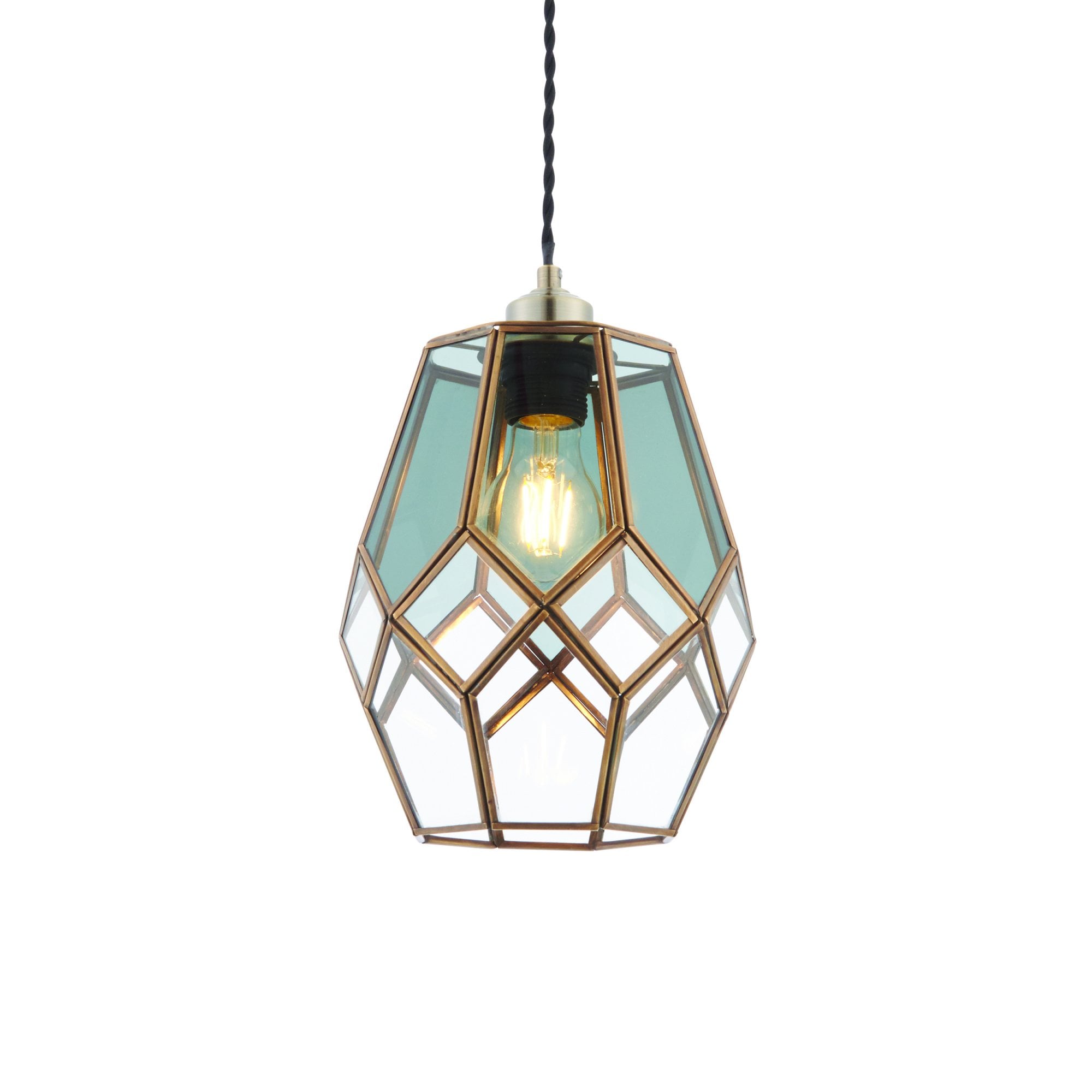 73296 Ripley Non Electric Pendant Antique Brass Clear Smoked Glass