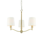 73411 Ortona 3 Light Pendant Antique Brass White Shades