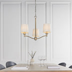 73411 Ortona 3 Light Pendant Antique Brass White Shades