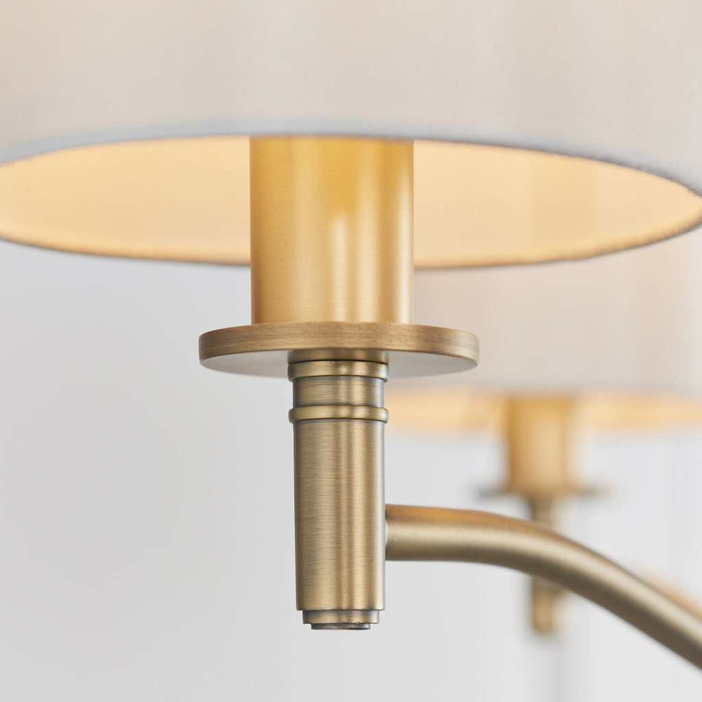 73411 Ortona 3 Light Pendant Antique Brass White Shades