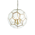 73560 Miele 3 Light Pendant Antique Brass Clear Glass