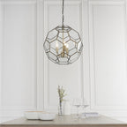 73560 Miele 3 Light Pendant Antique Brass Clear Glass