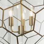73560 Miele 3 Light Pendant Antique Brass Clear Glass