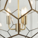 73560 Miele 3 Light Pendant Antique Brass Clear Glass