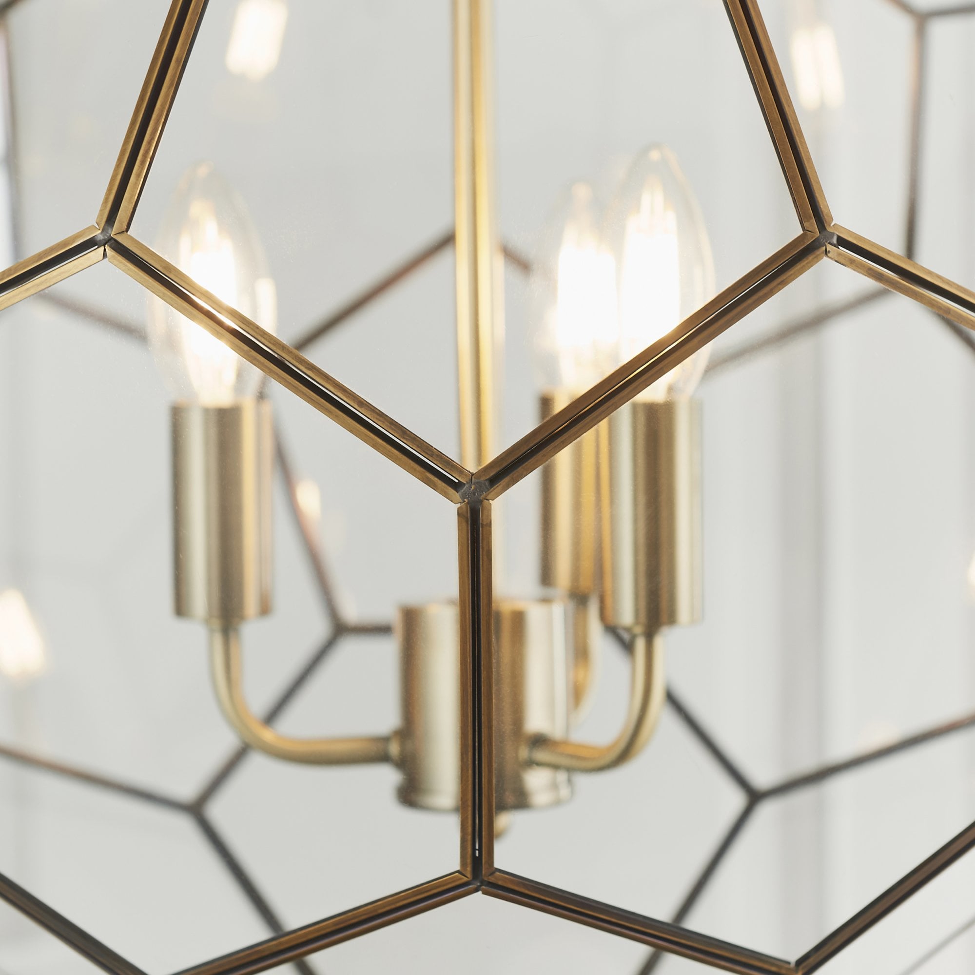 73560 Miele 3 Light Pendant Antique Brass Clear Glass