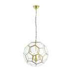 73560 Miele 3 Light Pendant Antique Brass Clear Glass