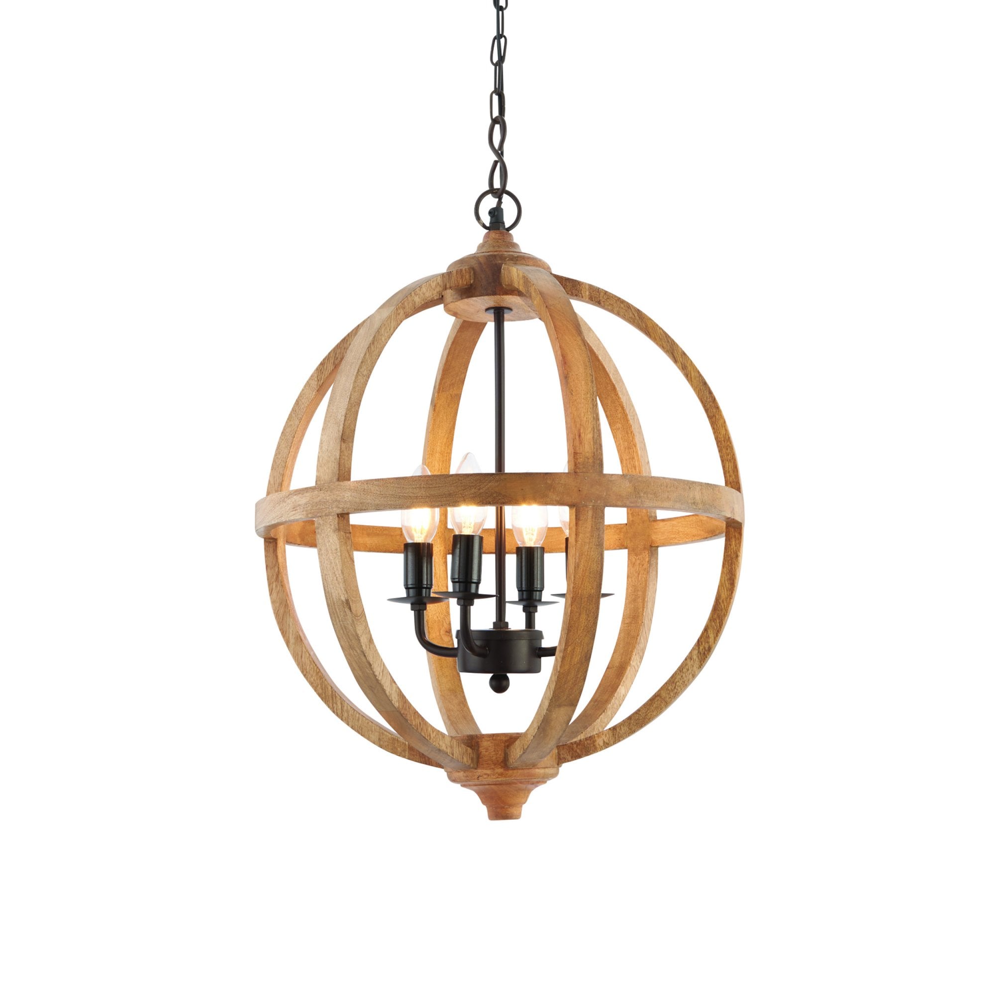 73575 Toba 4 Light Pendant Mango Wood Dark Bronze