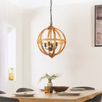 73575 Toba 4 Light Pendant Mango Wood Dark Bronze