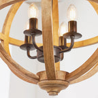 73575 Toba 4 Light Pendant Mango Wood Dark Bronze