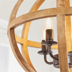 73575 Toba 4 Light Pendant Mango Wood Dark Bronze