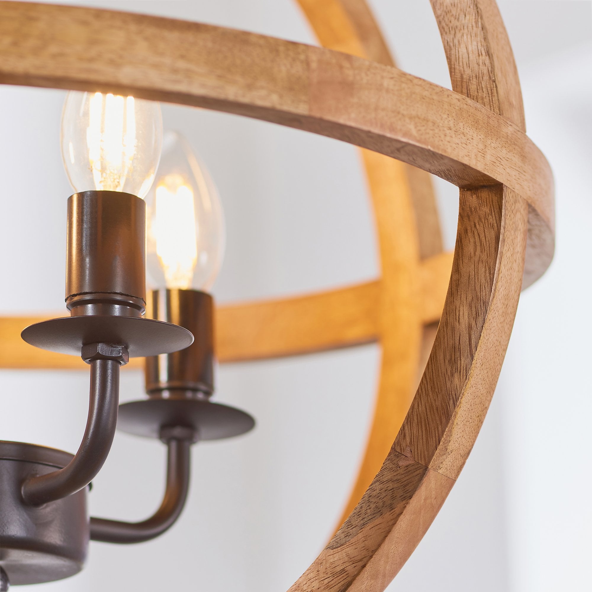 73575 Toba 4 Light Pendant Mango Wood Dark Bronze