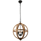 73575 Toba 4 Light Pendant Mango Wood Dark Bronze