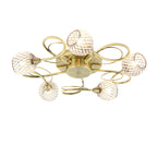73757 Aherne 5 Light Semi Flush Ceiling Antique Brass Clear Bead Shade