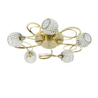 73757 Aherne 5 Light Semi Flush Ceiling Antique Brass Clear Bead Shade