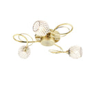 73758 Aherne 3 Light Semi Flush Ceiling Antique Brass Clear Bead Shade