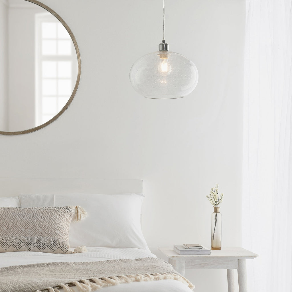 73974 Dimitri Non Electric Pendant Clear Glass With Bubbles