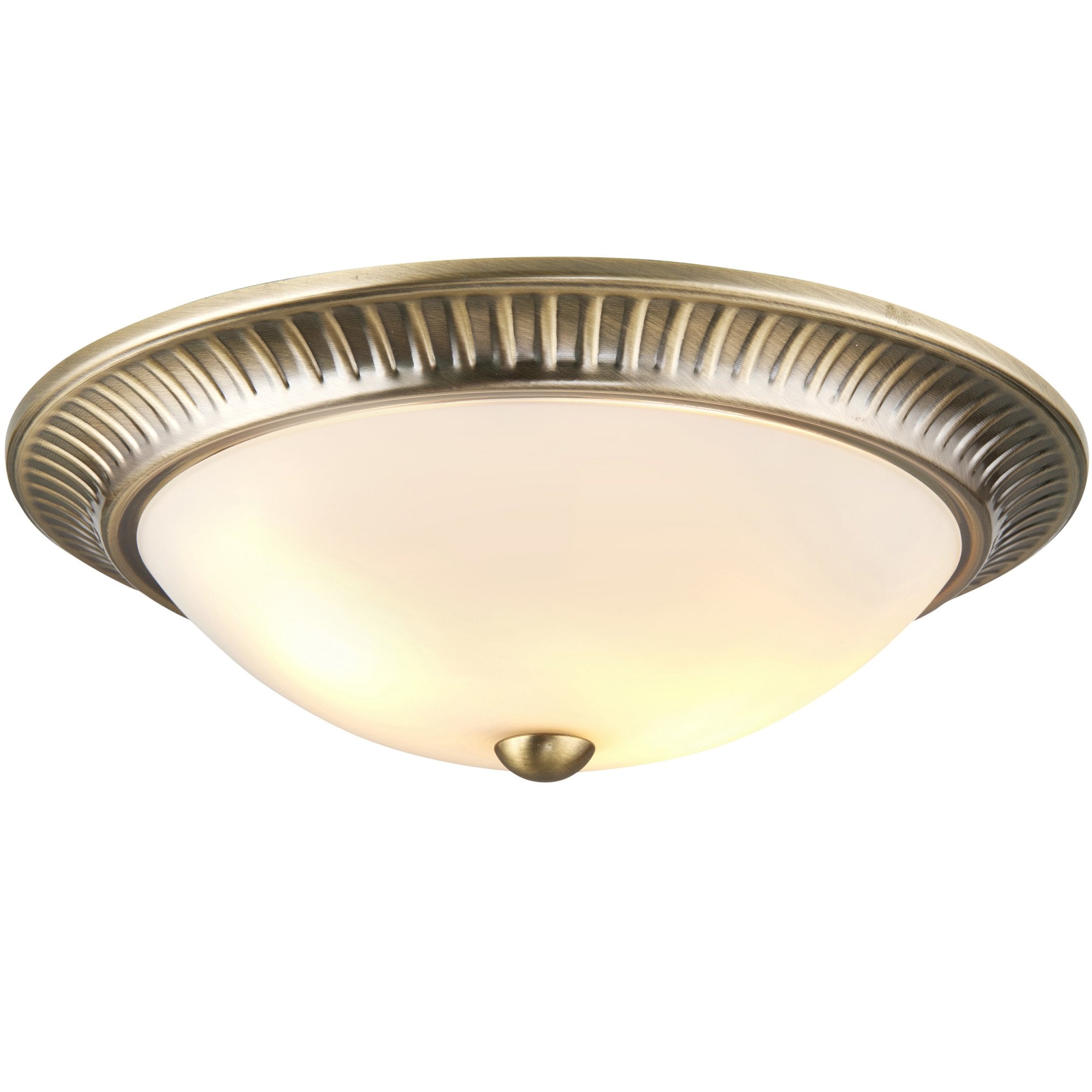 91123 Brahm 2 Light Flush Celing Light Antique Brass Plate & Frosted Glass