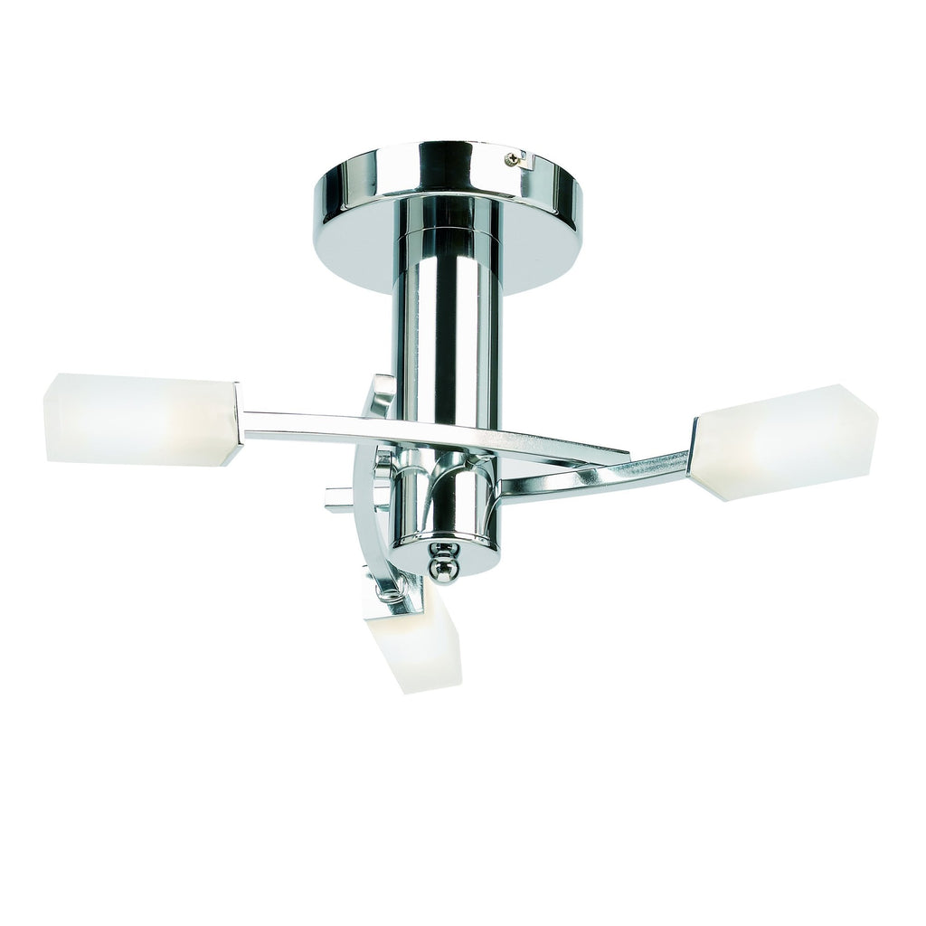146-3CH Havana 3 Light Semi Flush Ceiling Light Chrome Plate & Frosted Glass (S)