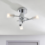 146-3CH Havana 3 Light Semi Flush Ceiling Light Chrome Plate & Frosted Glass