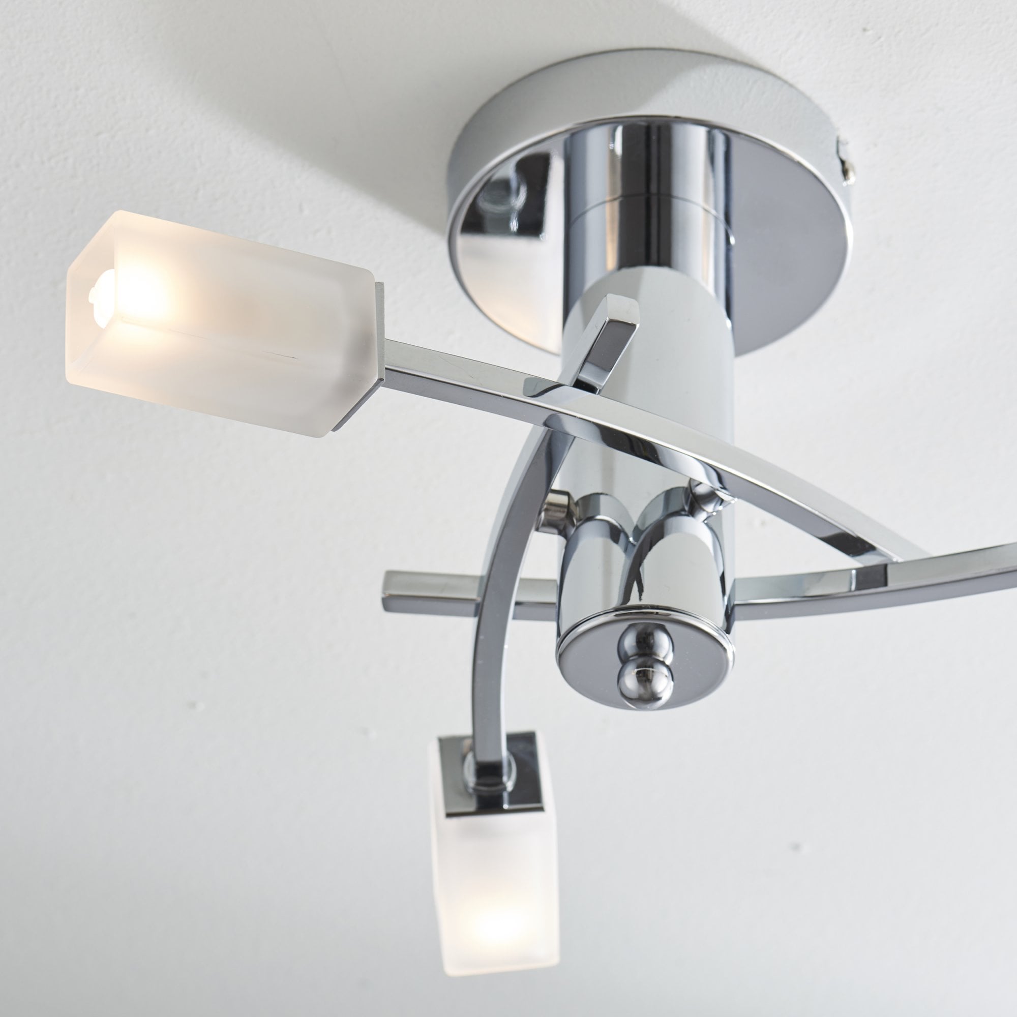 146-3CH Havana 3 Light Semi Flush Ceiling Light Chrome Plate & Frosted Glass