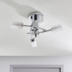 146-3CH Havana 3 Light Semi Flush Ceiling Light Chrome Plate & Frosted Glass (S)