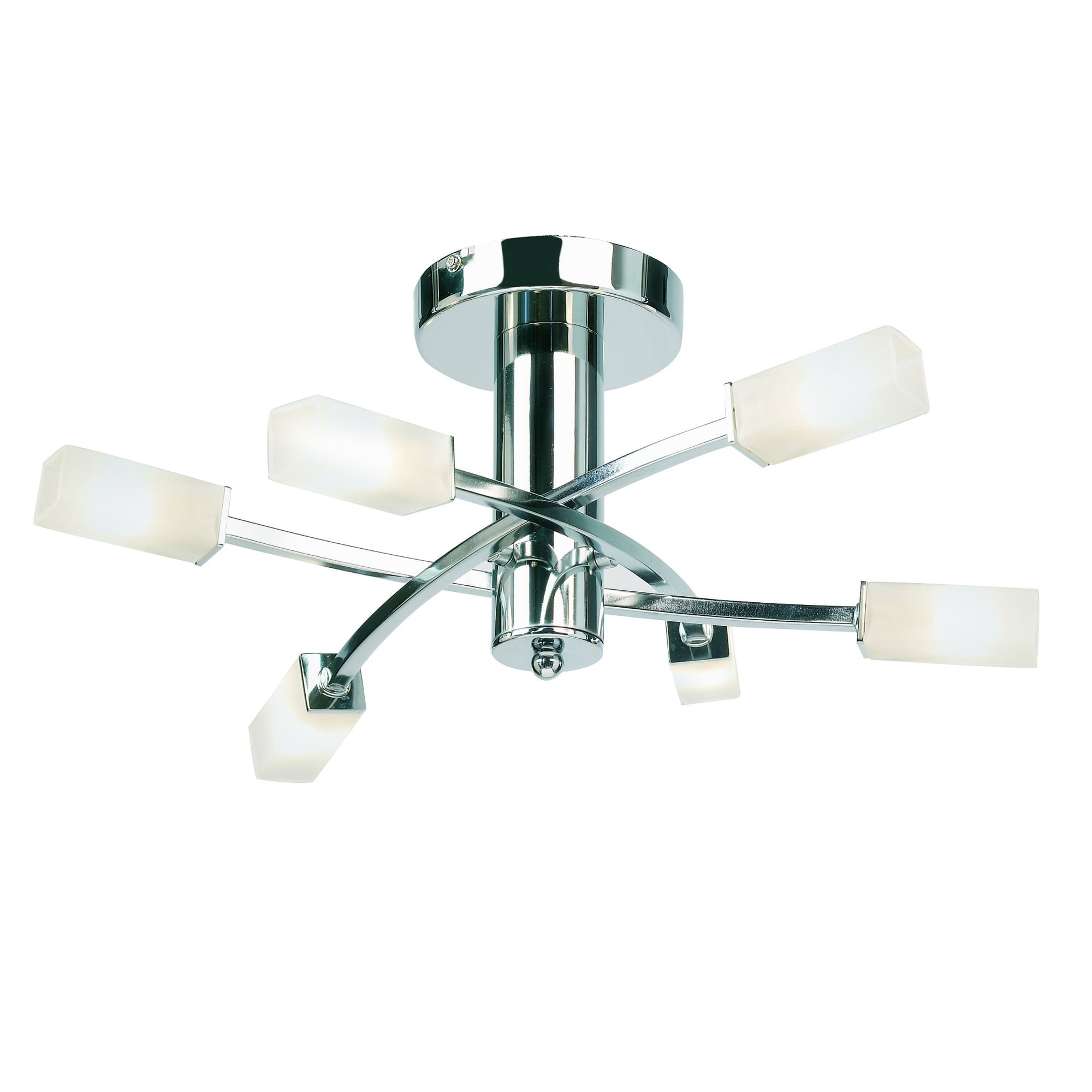 146-6CH Havana 6 Light Semi Flush Ceiling Light Chrome Plate & Frosted Glass