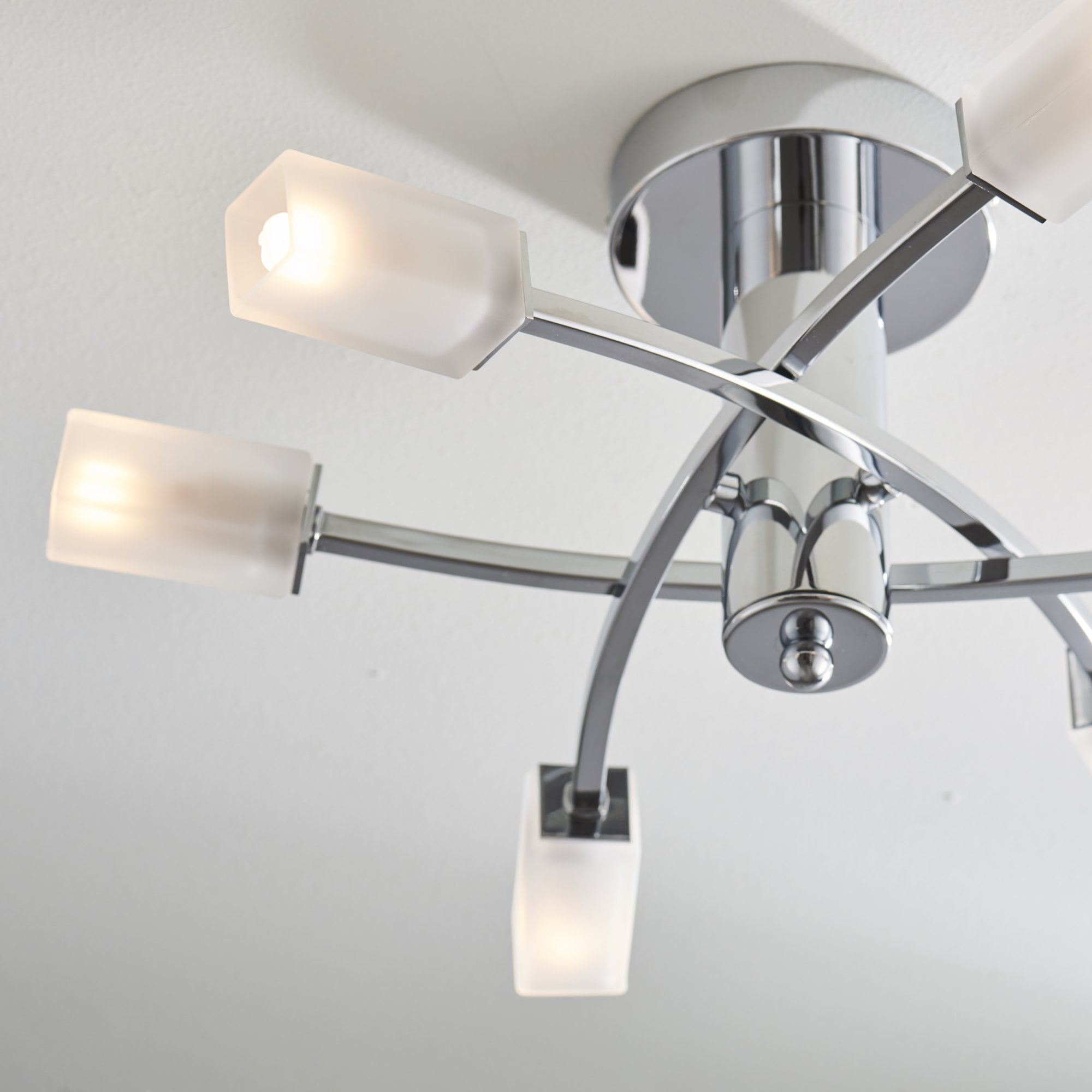 146-6CH Havana 6 Light Semi Flush Ceiling Light Chrome Plate & Frosted Glass