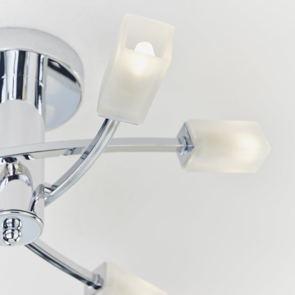146-6CH Havana 6 Light Semi Flush Ceiling Light Chrome Plate & Frosted Glass