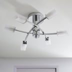 146-6CH Havana 6 Light Semi Flush Ceiling Light Chrome Plate & Frosted Glass