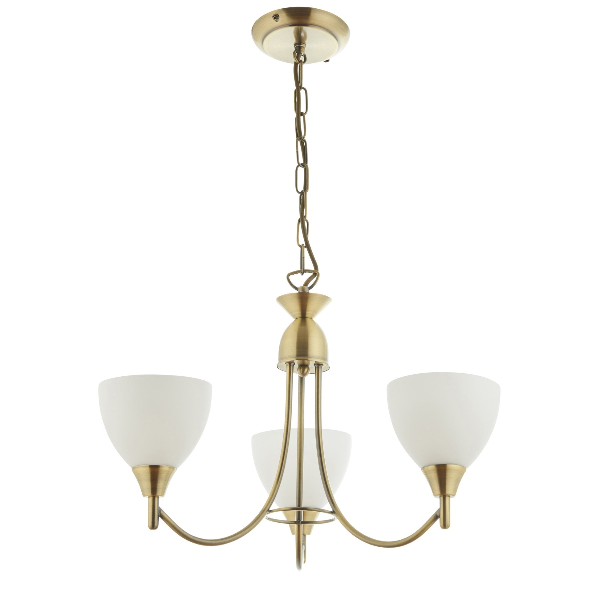 1805-3AN Alton 3 Light Pendant Antique Brass Plate & Matt Opal Glass
