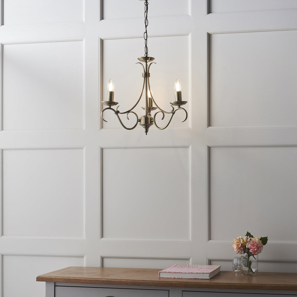 2030-3AN Bernice 3 Light Pendant Antique Brass Plate