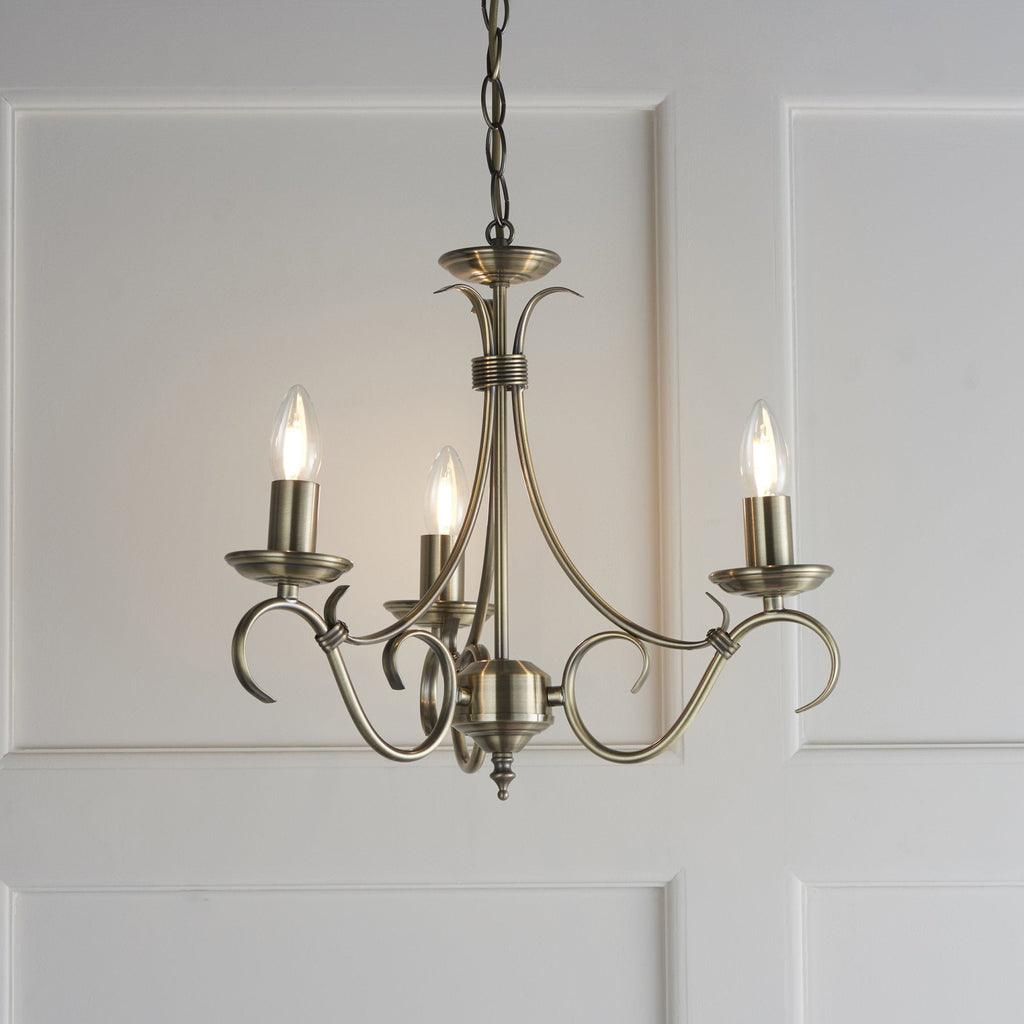 2030-3AN Bernice 3 Light Pendant Antique Brass Plate