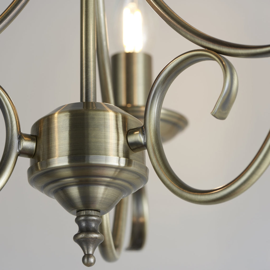 2030-3AN Bernice 3 Light Pendant Antique Brass Plate