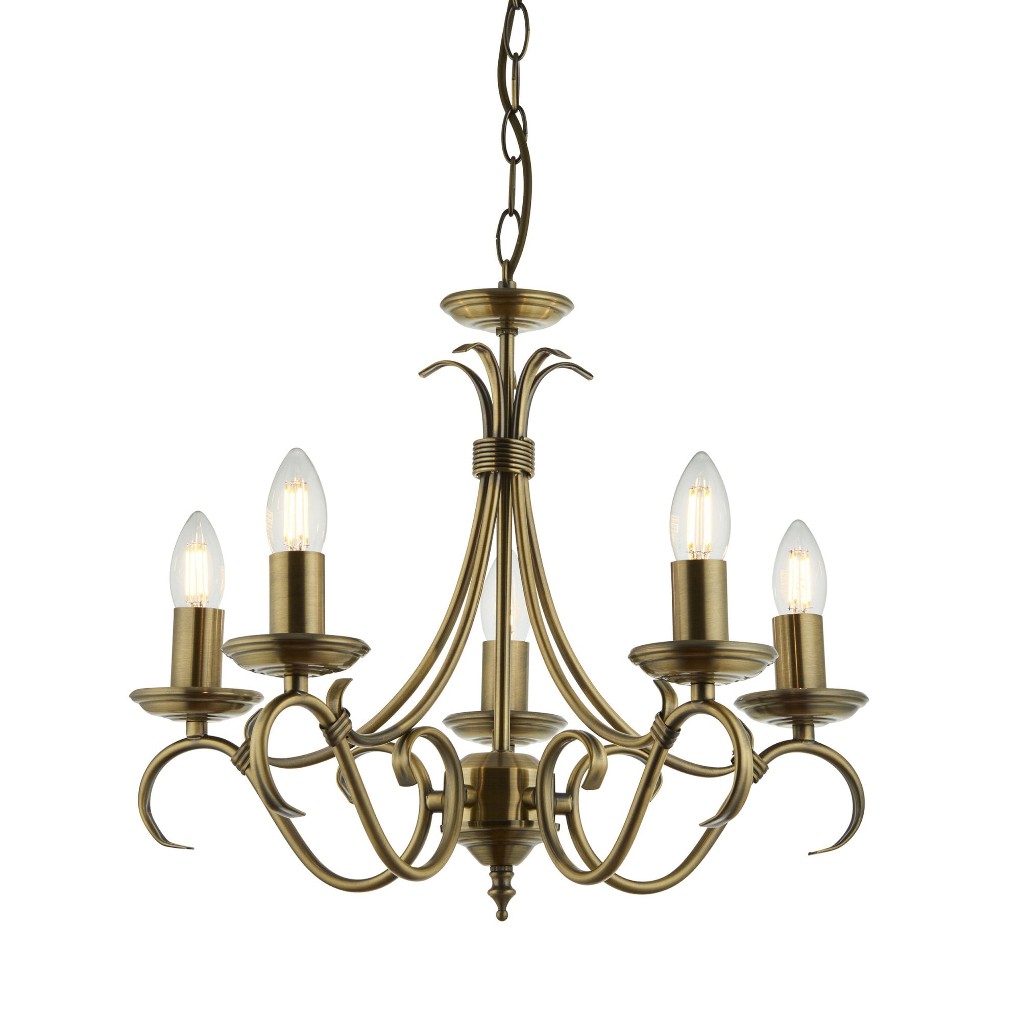 2030-5AN Bernice 5 Light Pendant Antique Brass Plate