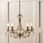 2030-5AN Bernice 5 Light Pendant Antique Brass Plate