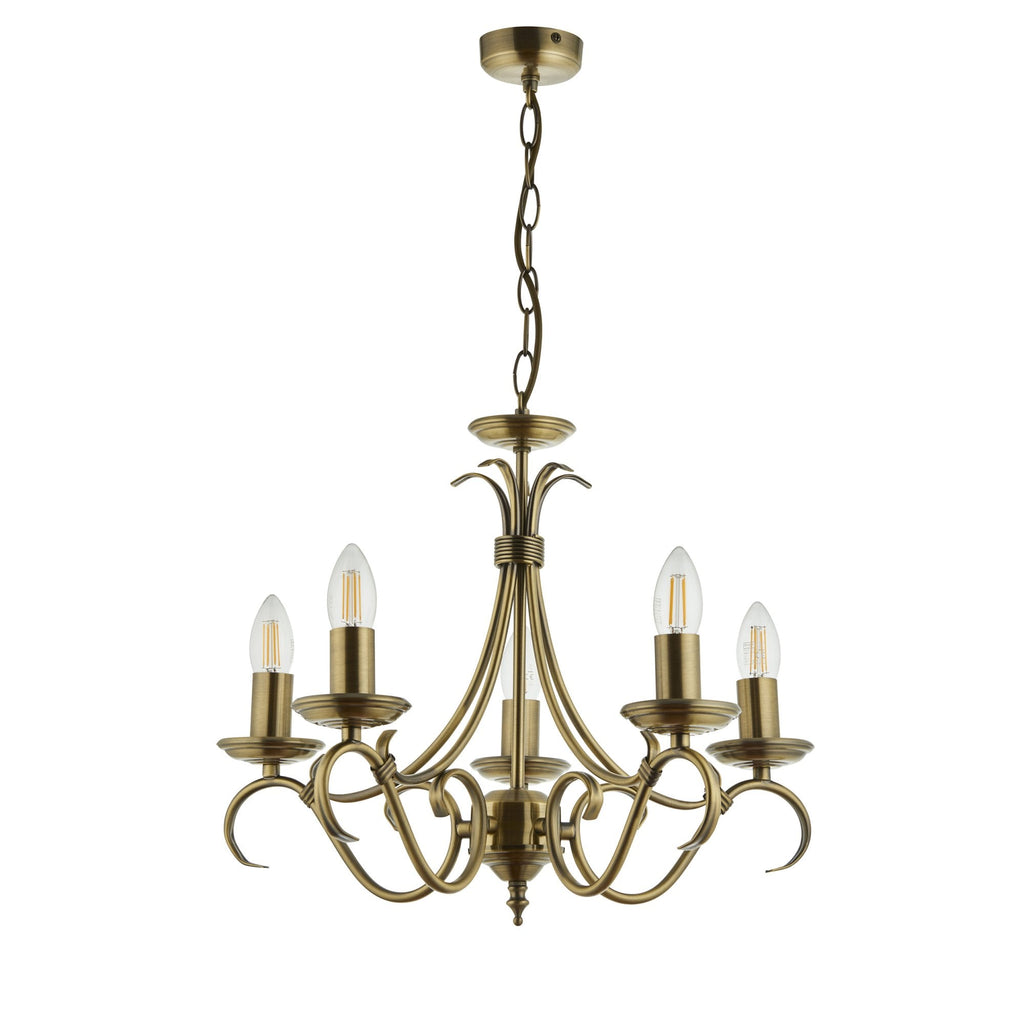 2030-5AN Bernice 5 Light Pendant Antique Brass Plate