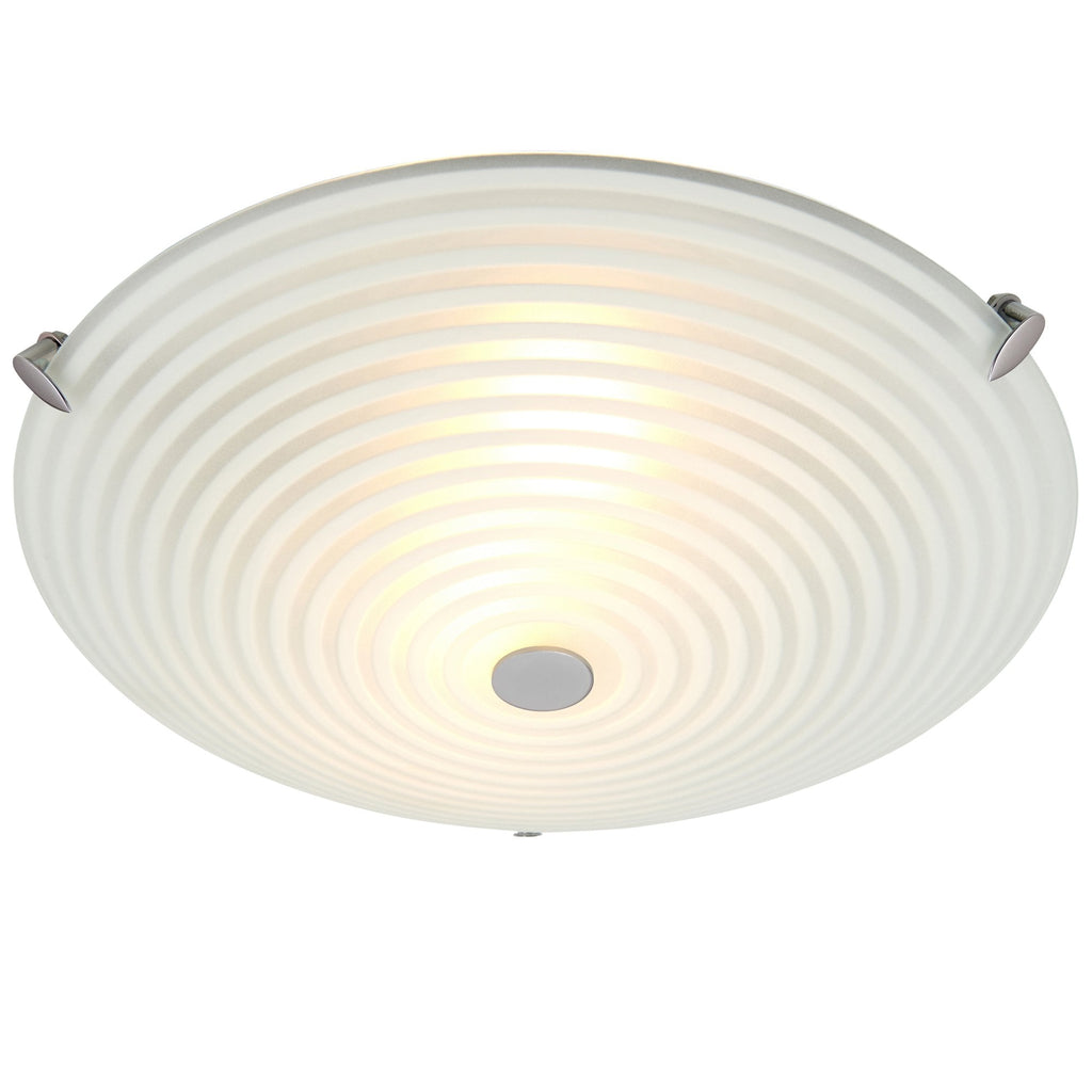 633-32 Roundel 2 Light Flush Celing Light Frosted/clear Glass & Chrome Plate