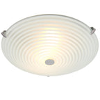 633-32 Roundel 2 Light Flush Celing Light Frosted/clear Glass & Chrome Plate