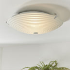 633-32 Roundel 2 Light Flush Celing Light Frosted/clear Glass & Chrome Plate