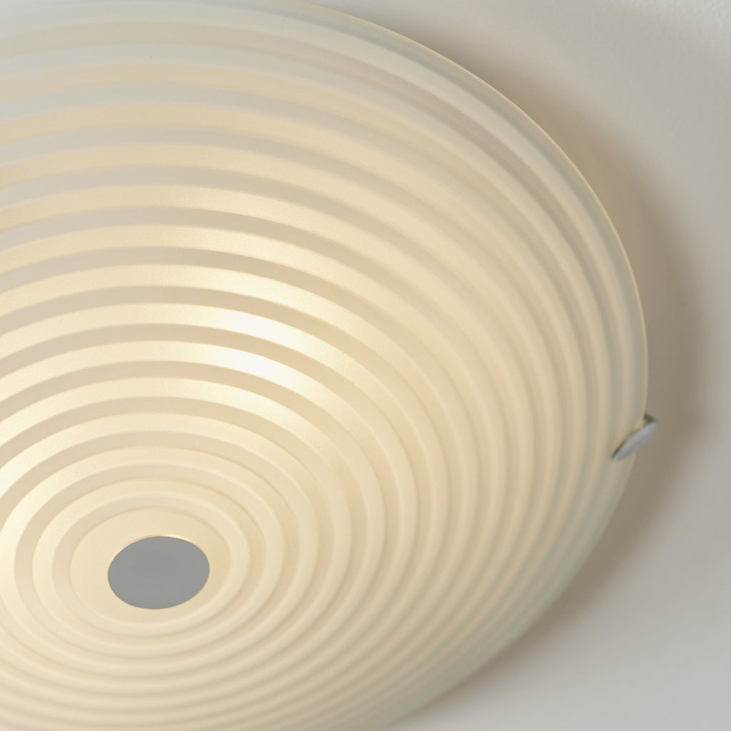 633-32 Roundel 2 Light Flush Celing Light Frosted/clear Glass & Chrome Plate