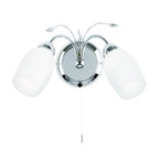 2007-2WBCH Meadow 2 Light Wall Light Chrome Plate & White Glass