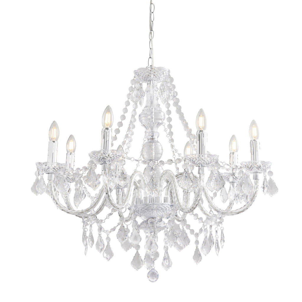 308-8CL Clarence 8 Light Pendant Clear Acrylic & Chrome Plate