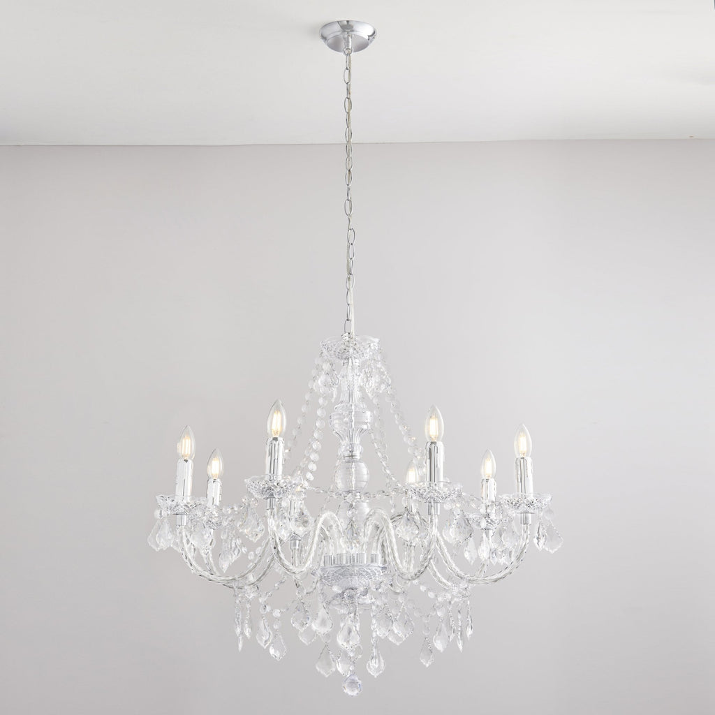 308-8CL Clarence 8 Light Pendant Clear Acrylic & Chrome Plate