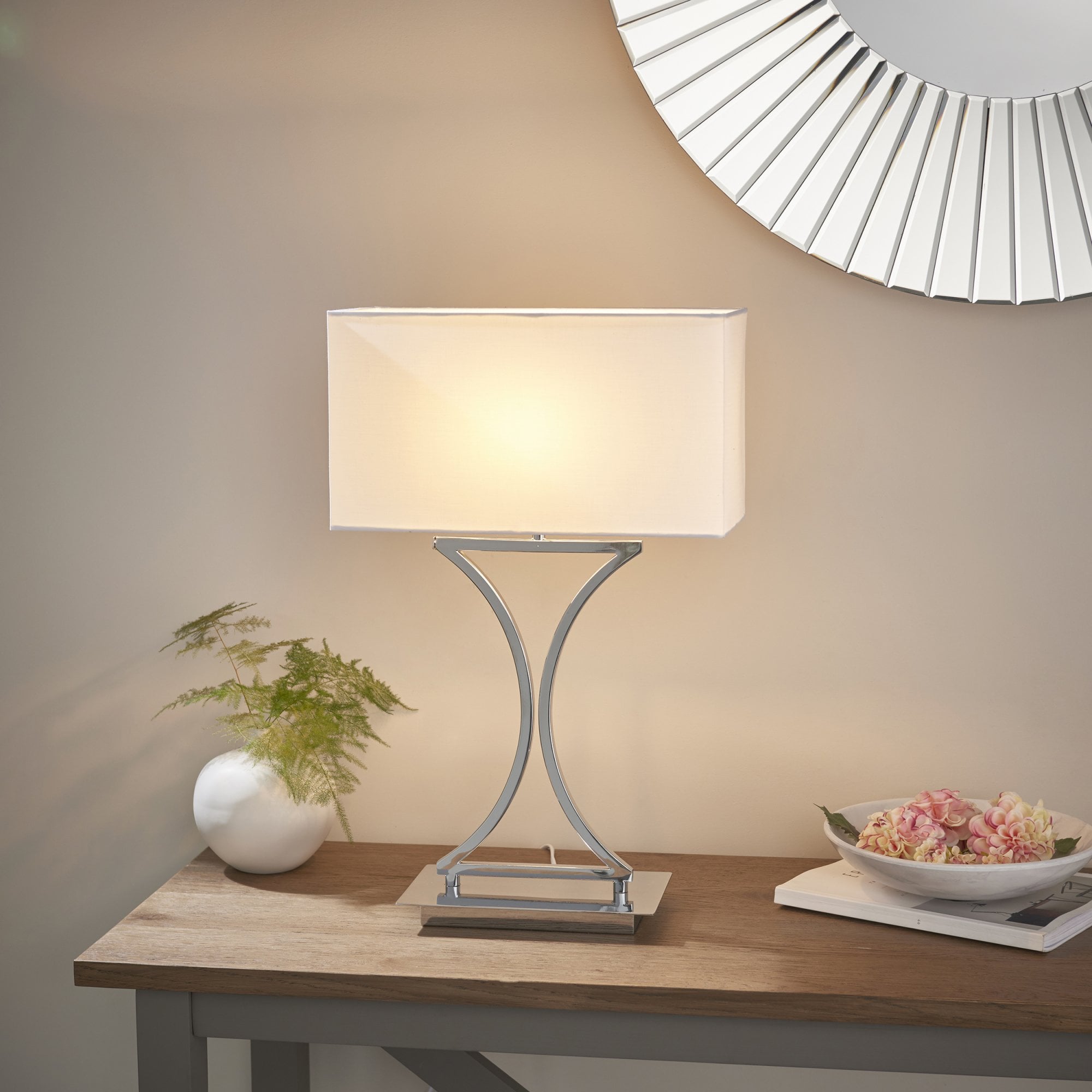 96930-TLCH Epalle 1 Light Table Lamp Chrome Plate & White Fabric