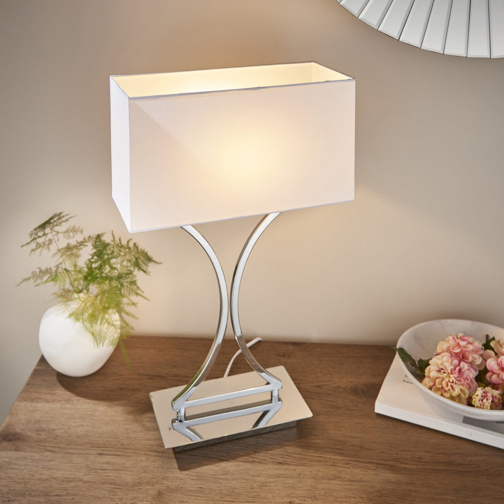 96930-TLCH Epalle 1 Light Table Lamp Chrome Plate & White Fabric