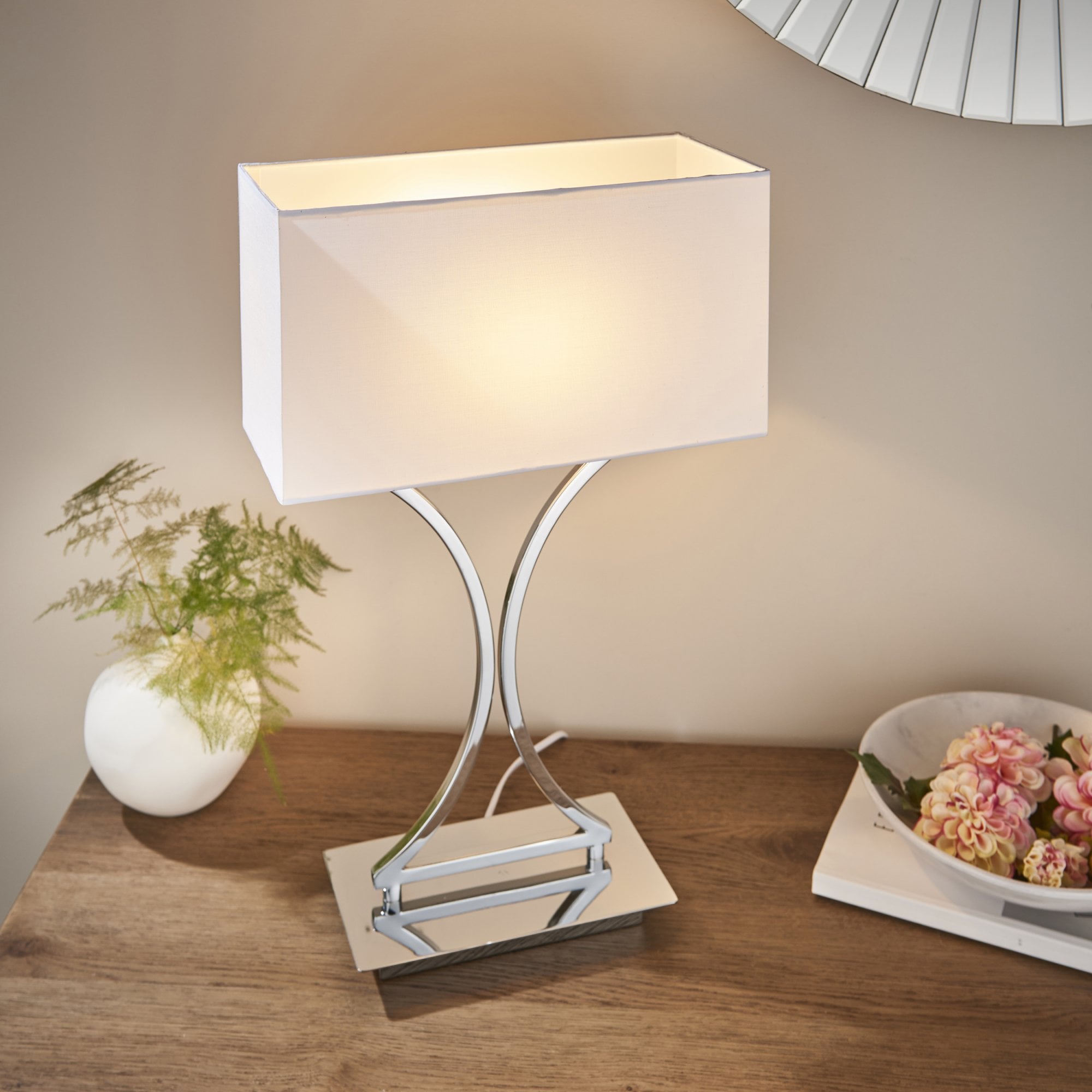 96930-TLCH Epalle 1 Light Table Lamp Chrome Plate & White Fabric
